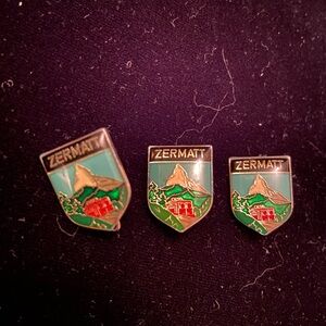 Set of 3 ZERMATT Ski Resort Switzerland Ski Pins